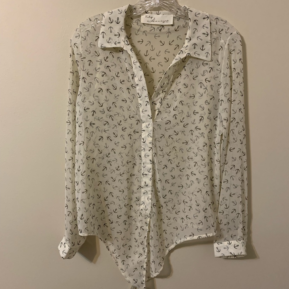 VINTAGE HAVANA Sheer Tie Front  Blouse size Small